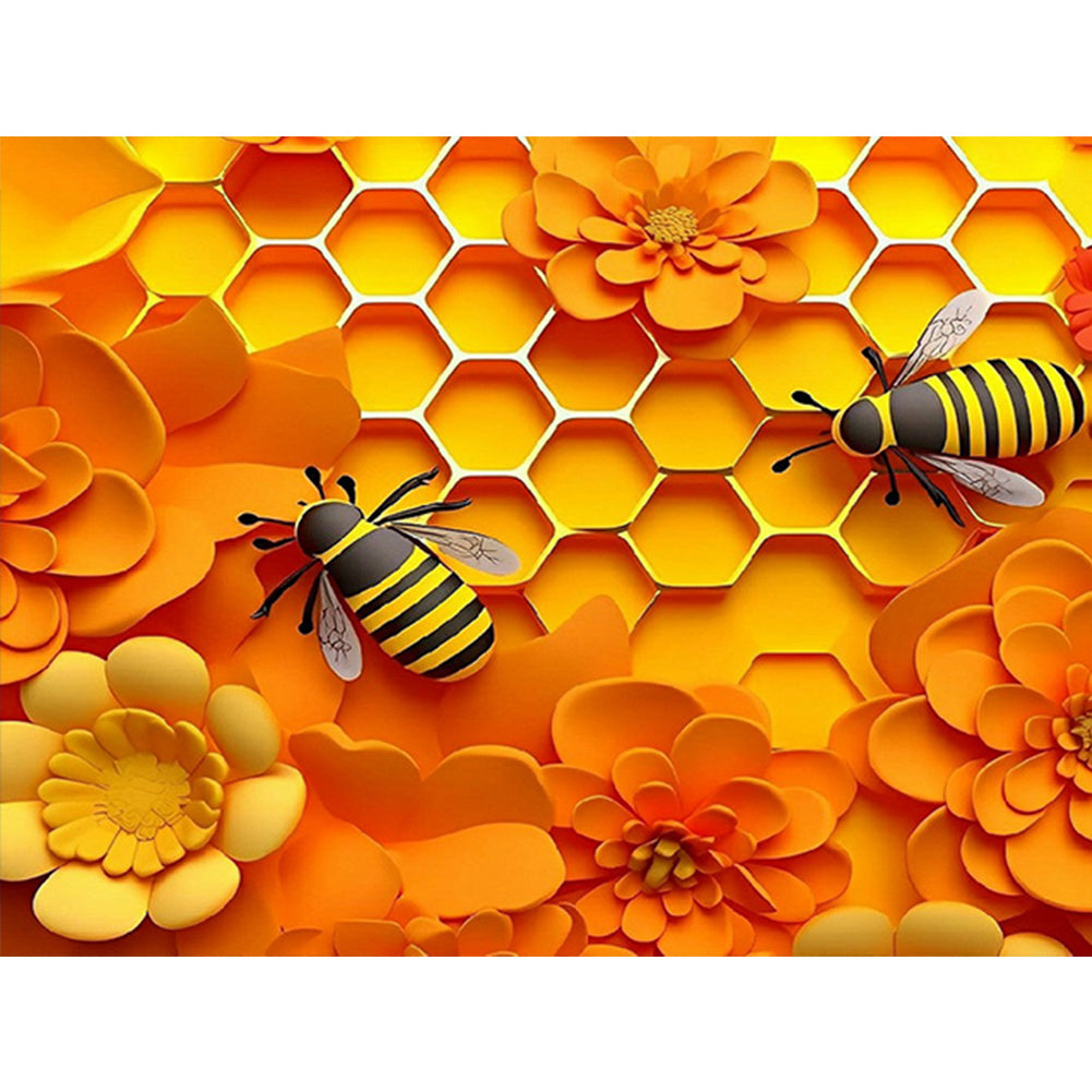 Embossed 3D Bee - Full Round Drill Diamond Painting 40*30CM