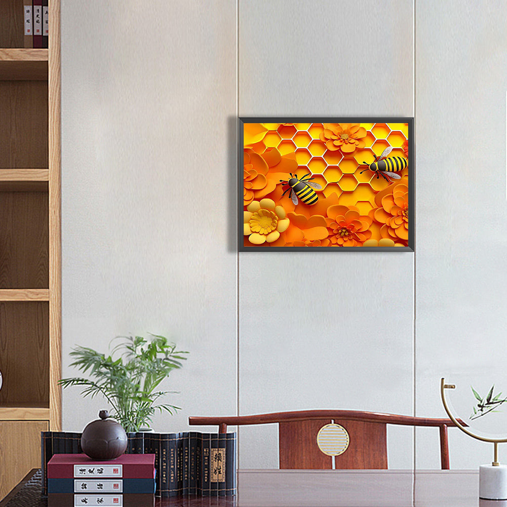 Embossed 3D Bee - Full Round Drill Diamond Painting 40*30CM