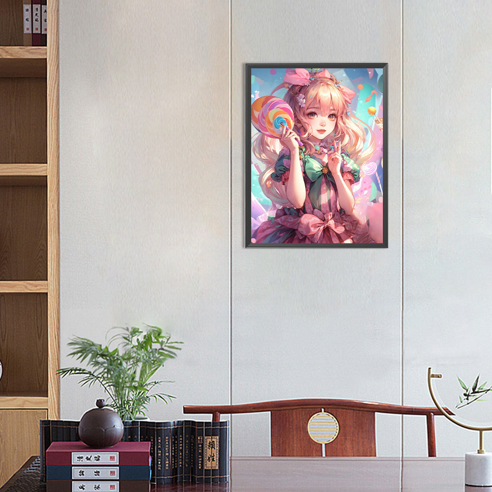 Candy Manga Girl - Full Round Drill Diamond Painting 30*40CM