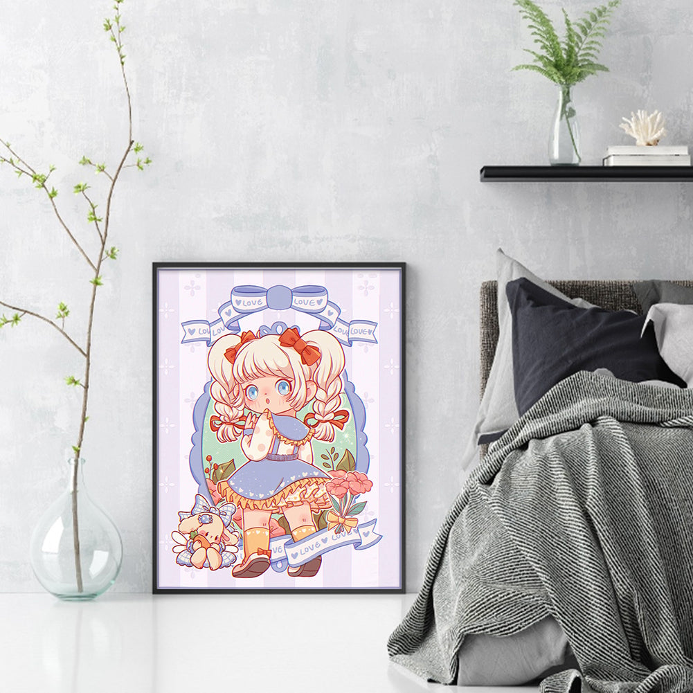 Cartoon Girl - 11CT Stamped Cross Stitch 40*56CM