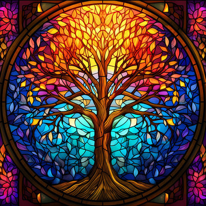 Tree Art Glass Painting - Full Round Drill Diamond Painting 30*30CM