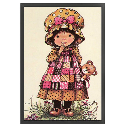 Girl And Bear - 11CT Stamped Cross Stitch 50*70CM