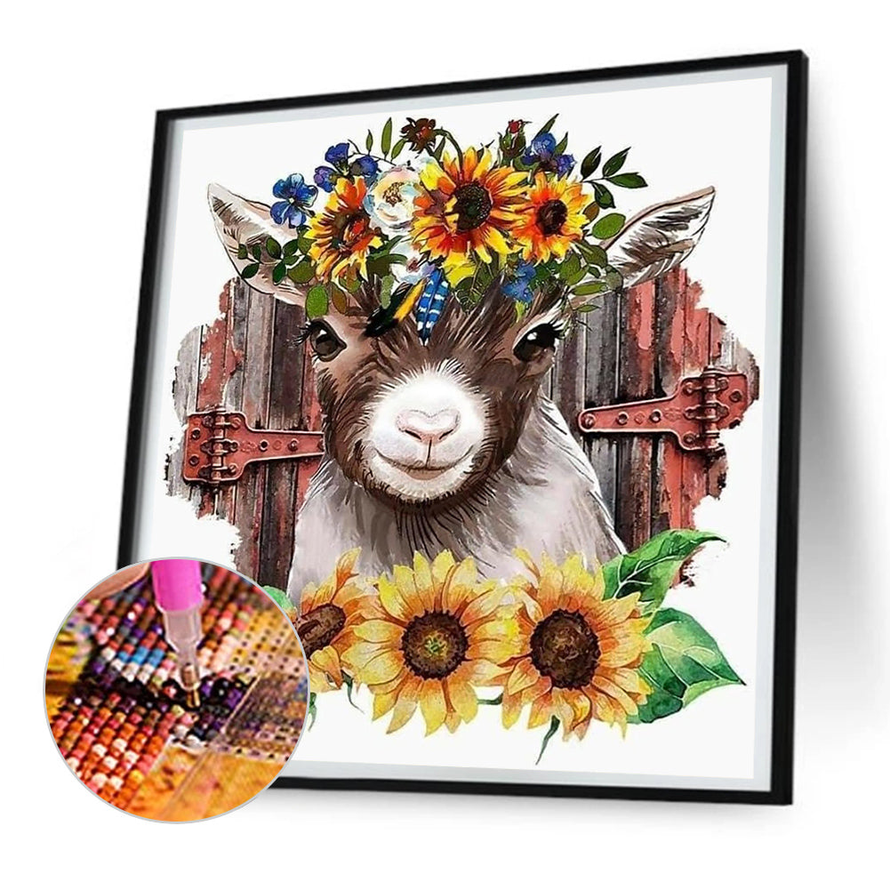 Sunflower And Cow - Full Round Drill Diamond Painting 30*30CM
