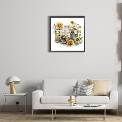 Flowers And Camera - Full Round Drill Diamond Painting 30*30CM