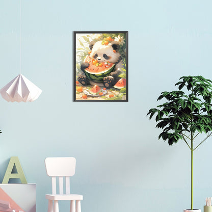 Panda Eating Watermelon - Full Round Drill Diamond Painting 30*40CM