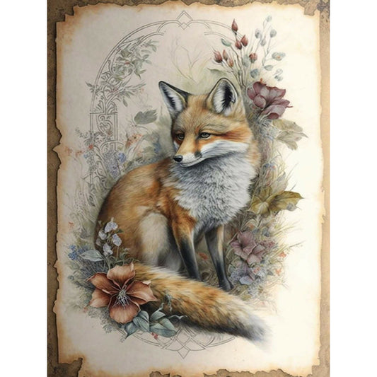 Yellowing Diary Fox - Full Round Drill Diamond Painting 30*40CM