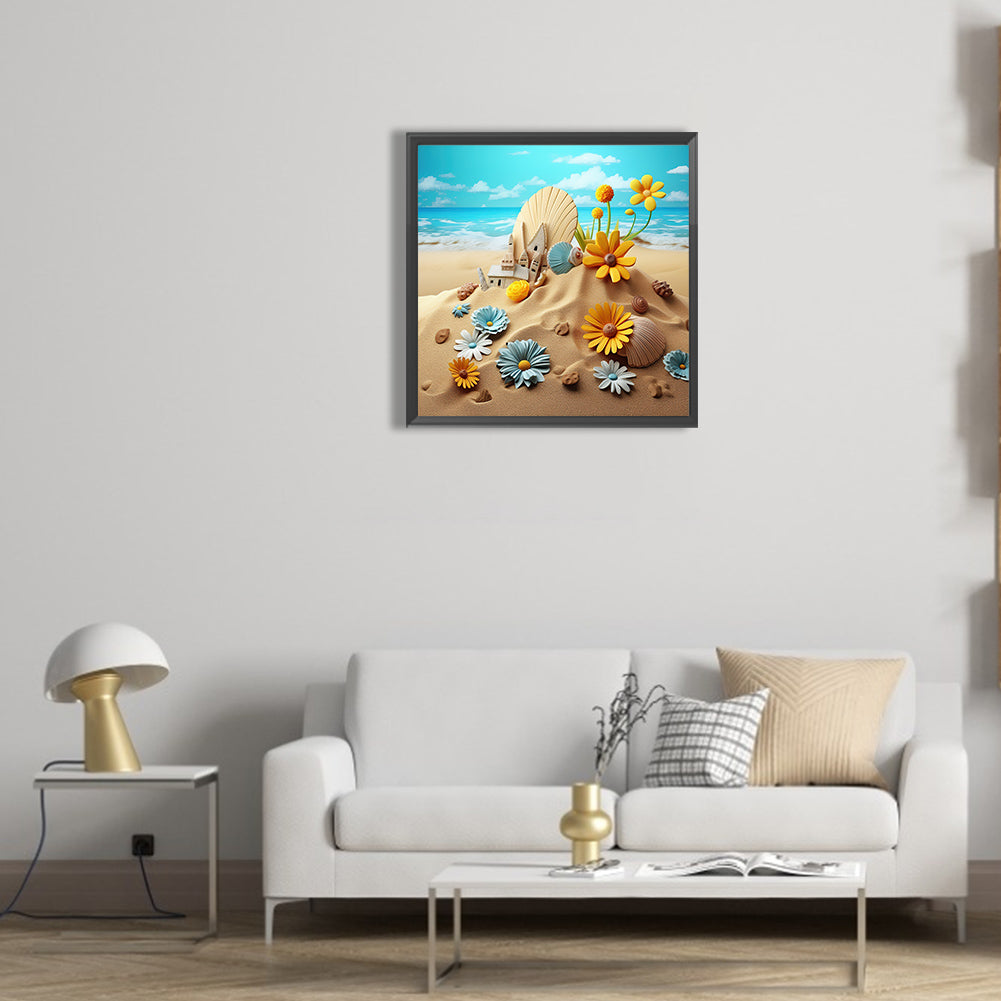Sunflower Beach - Full Round Drill Diamond Painting 30*30CM