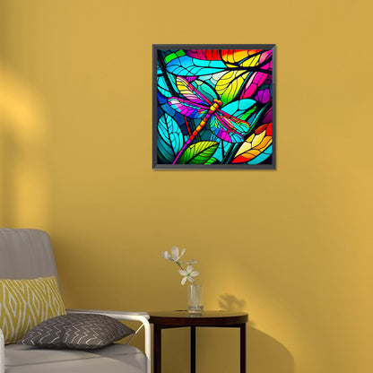 Glass Dragonfly - Full Round Drill Diamond Painting 30*30CM