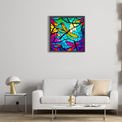 Glass Dragonfly - Full Round Drill Diamond Painting 30*30CM
