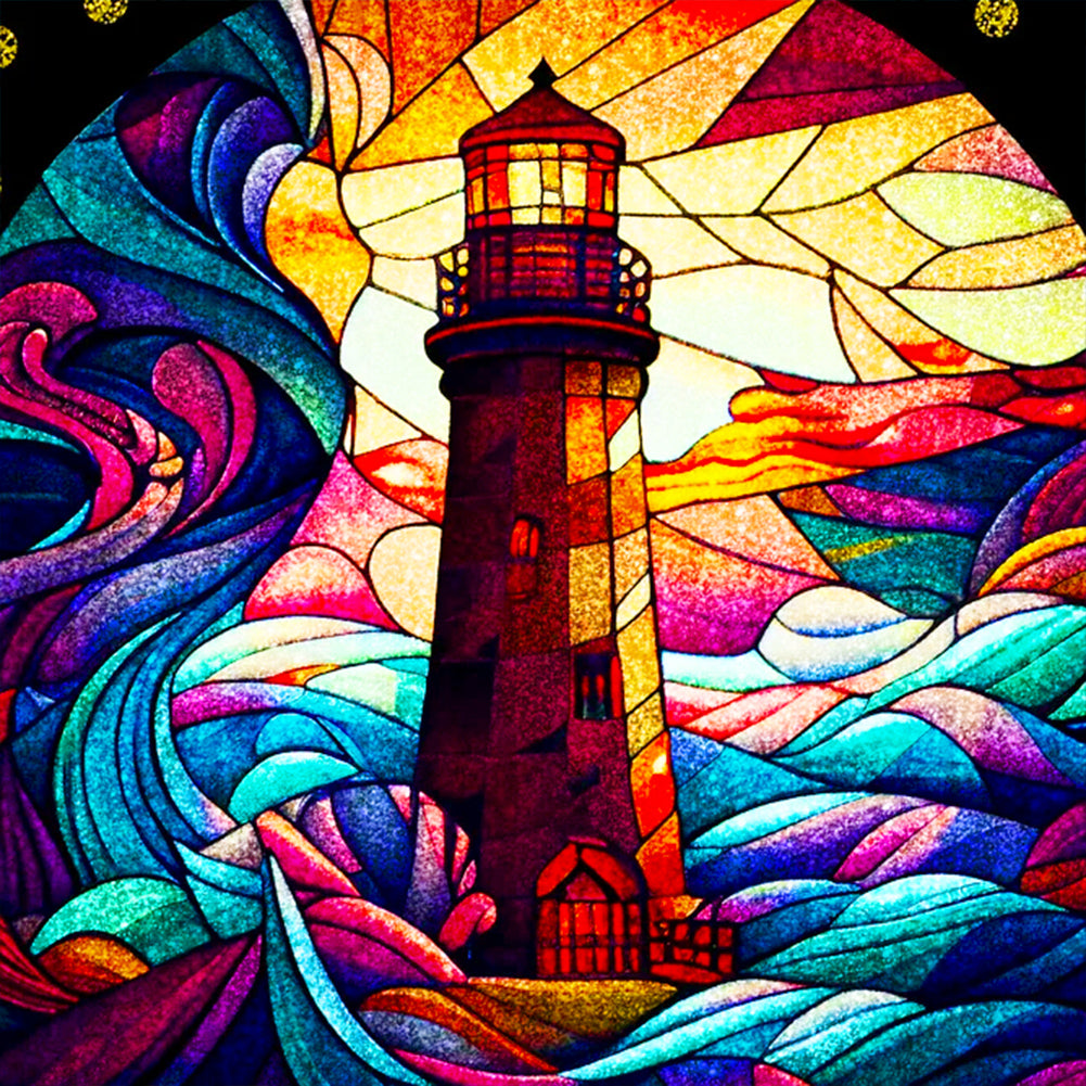 Glass Lighthouse - Full Round Drill Diamond Painting 30*30CM