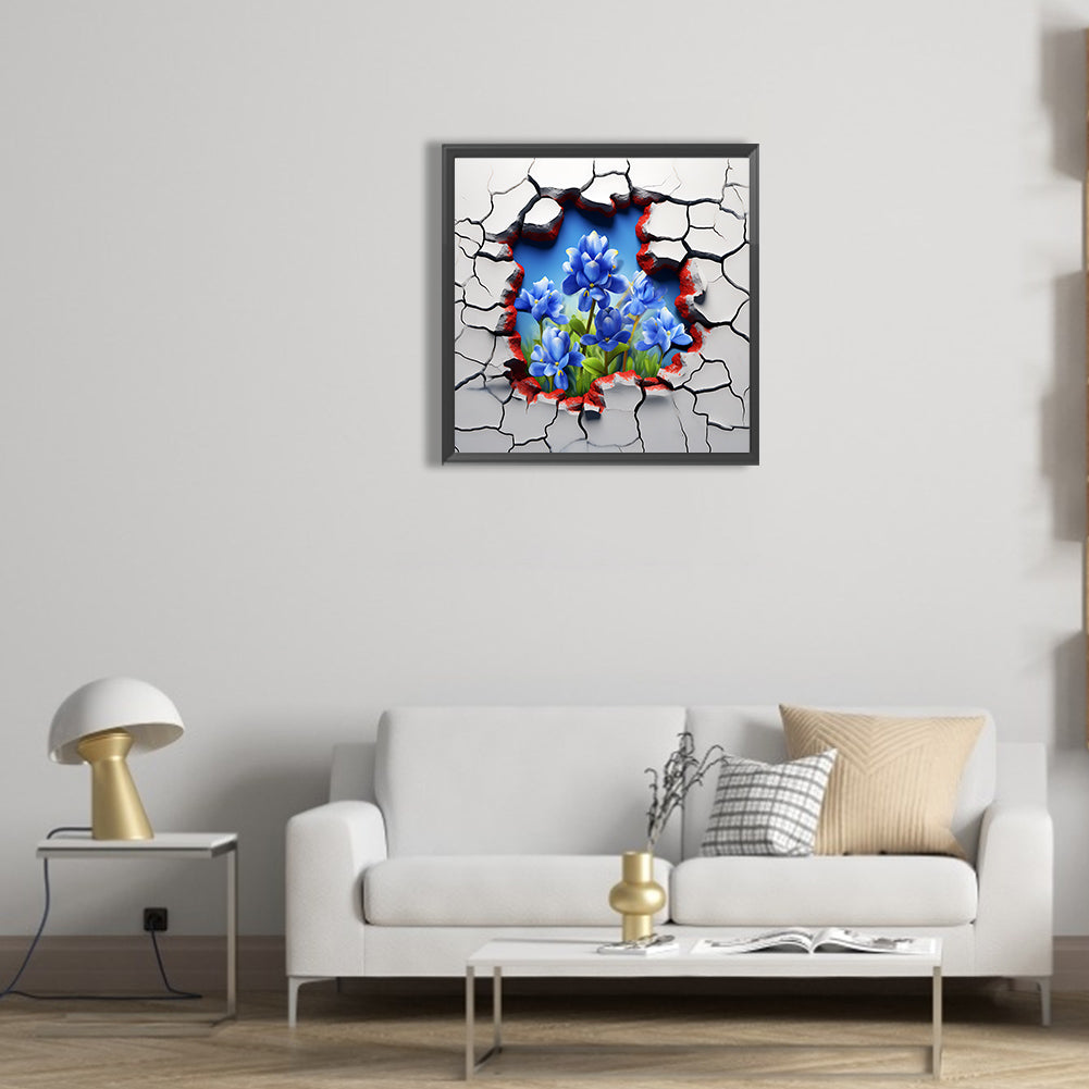 Flowers Bursting Through The Wall - Full Round Drill Diamond Painting 30*30CM