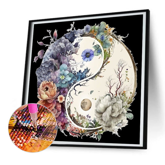 Tai Chi Flower Sketch - Full Round Drill Diamond Painting 30*30CM