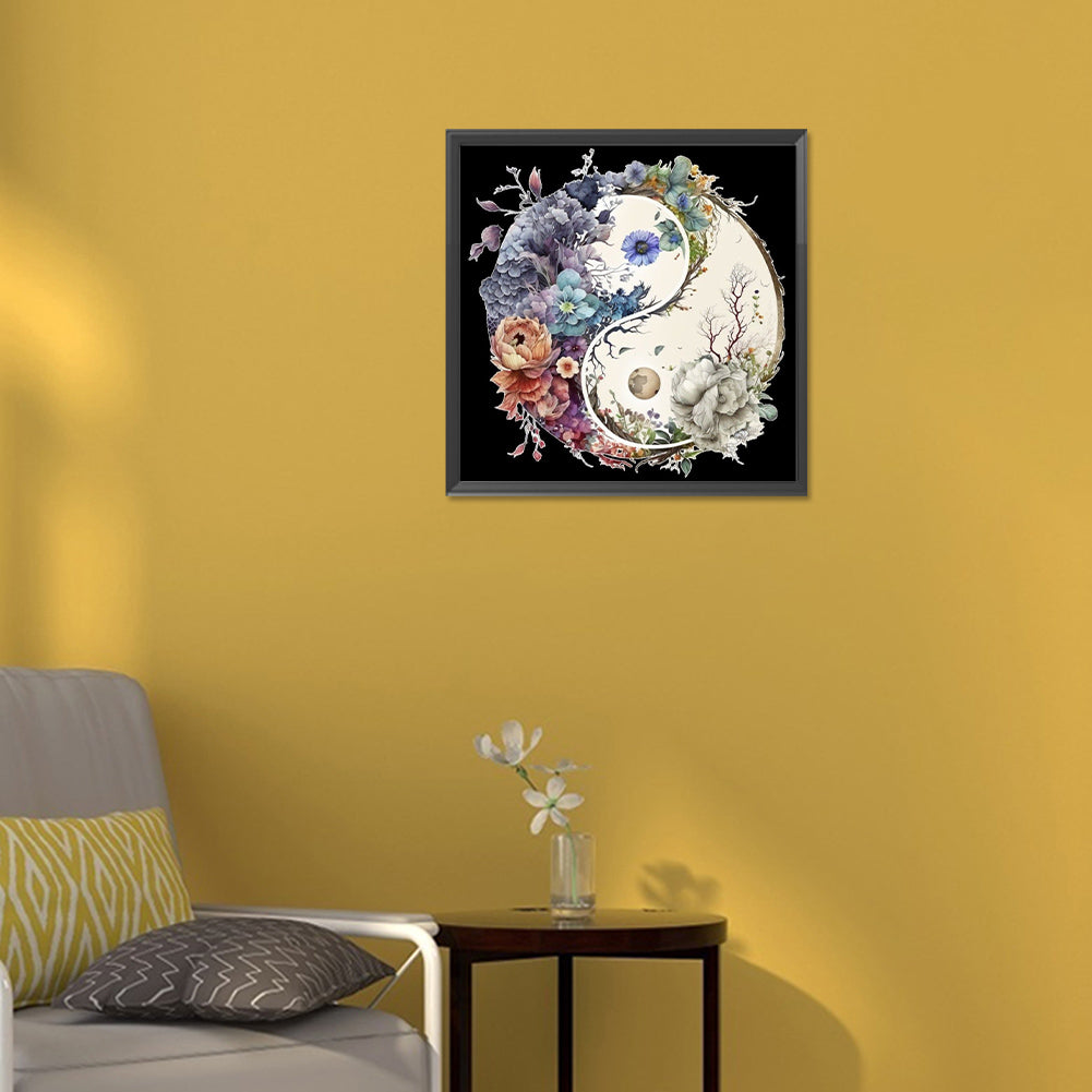 Tai Chi Flower Sketch - Full Round Drill Diamond Painting 30*30CM
