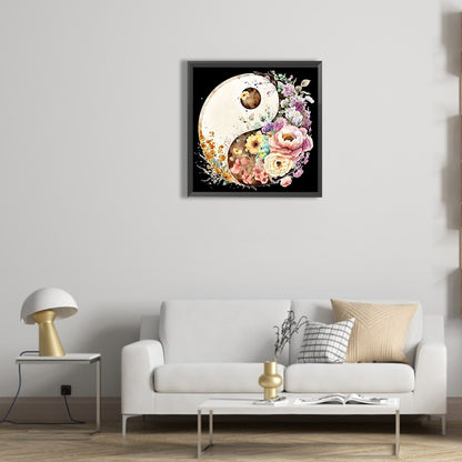 Tai Chi Flower Sketch - Full Round Drill Diamond Painting 30*30CM