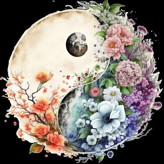 Tai Chi Flower Sketch - Full Round Drill Diamond Painting 30*30CM