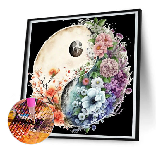 Tai Chi Flower Sketch - Full Round Drill Diamond Painting 30*30CM