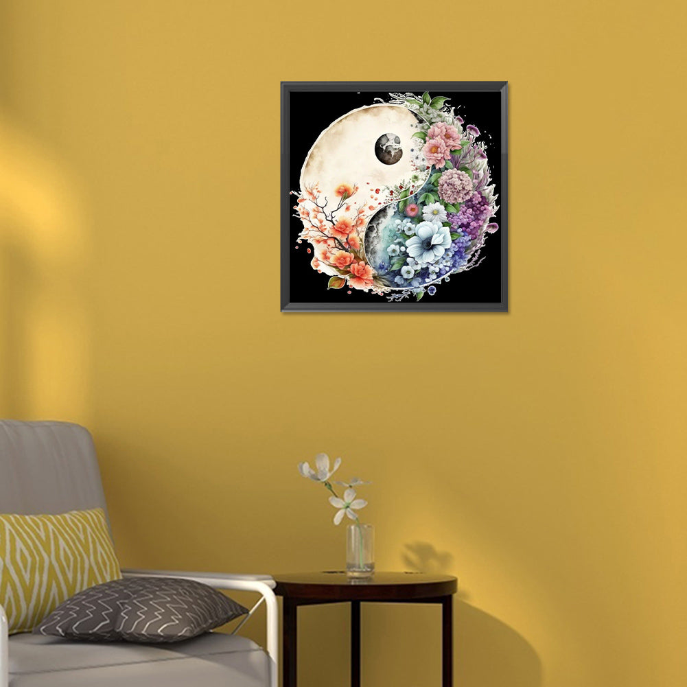 Tai Chi Flower Sketch - Full Round Drill Diamond Painting 30*30CM