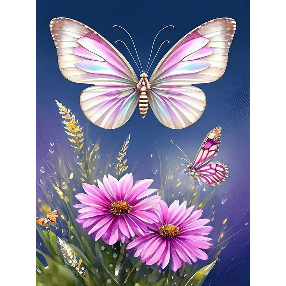 Flowers And Butterflies - Full Round Drill Diamond Painting 30*40CM