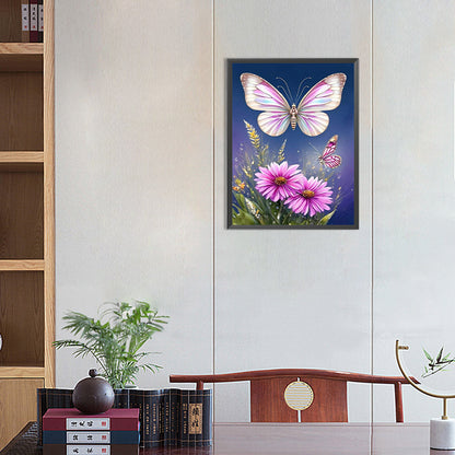 Flowers And Butterflies - Full Round Drill Diamond Painting 30*40CM