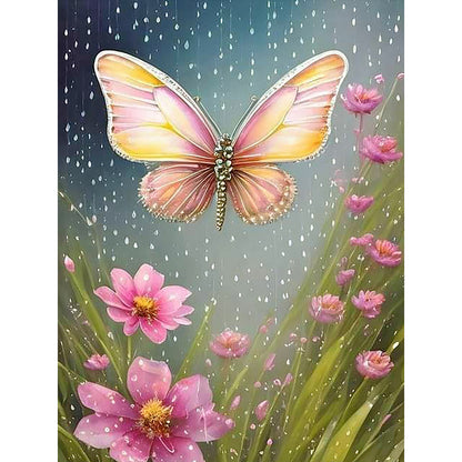 Flowers And Butterflies - Full Round Drill Diamond Painting 30*40CM