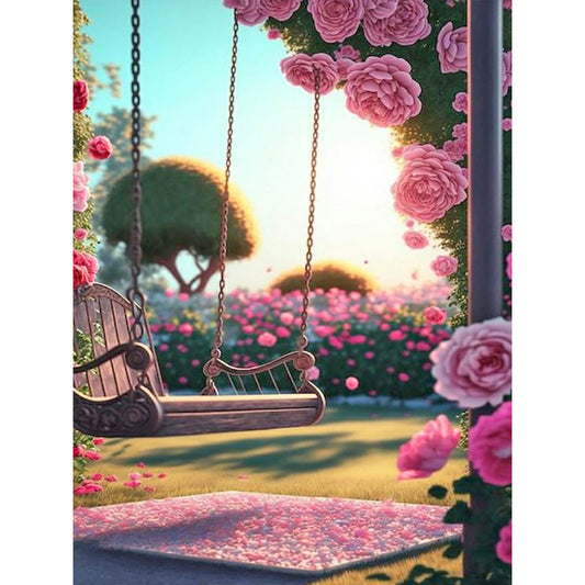 Flower And Swing - Full Round Drill Diamond Painting 30*40CM