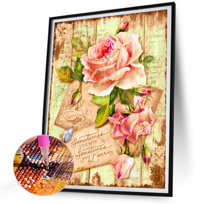 Roses And Letters - Full Round Drill Diamond Painting 30*40CM