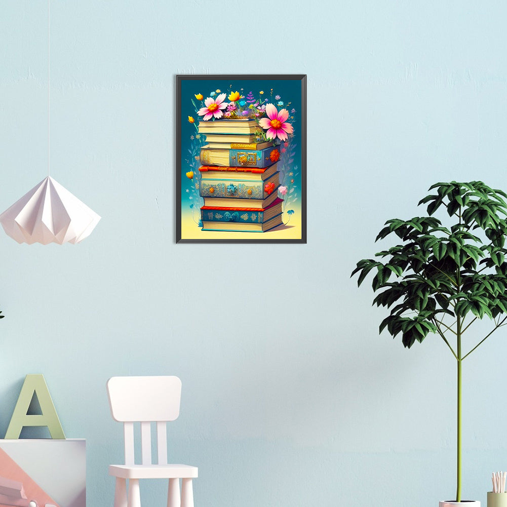 Flowers And Books - Full Round Drill Diamond Painting 30*40CM