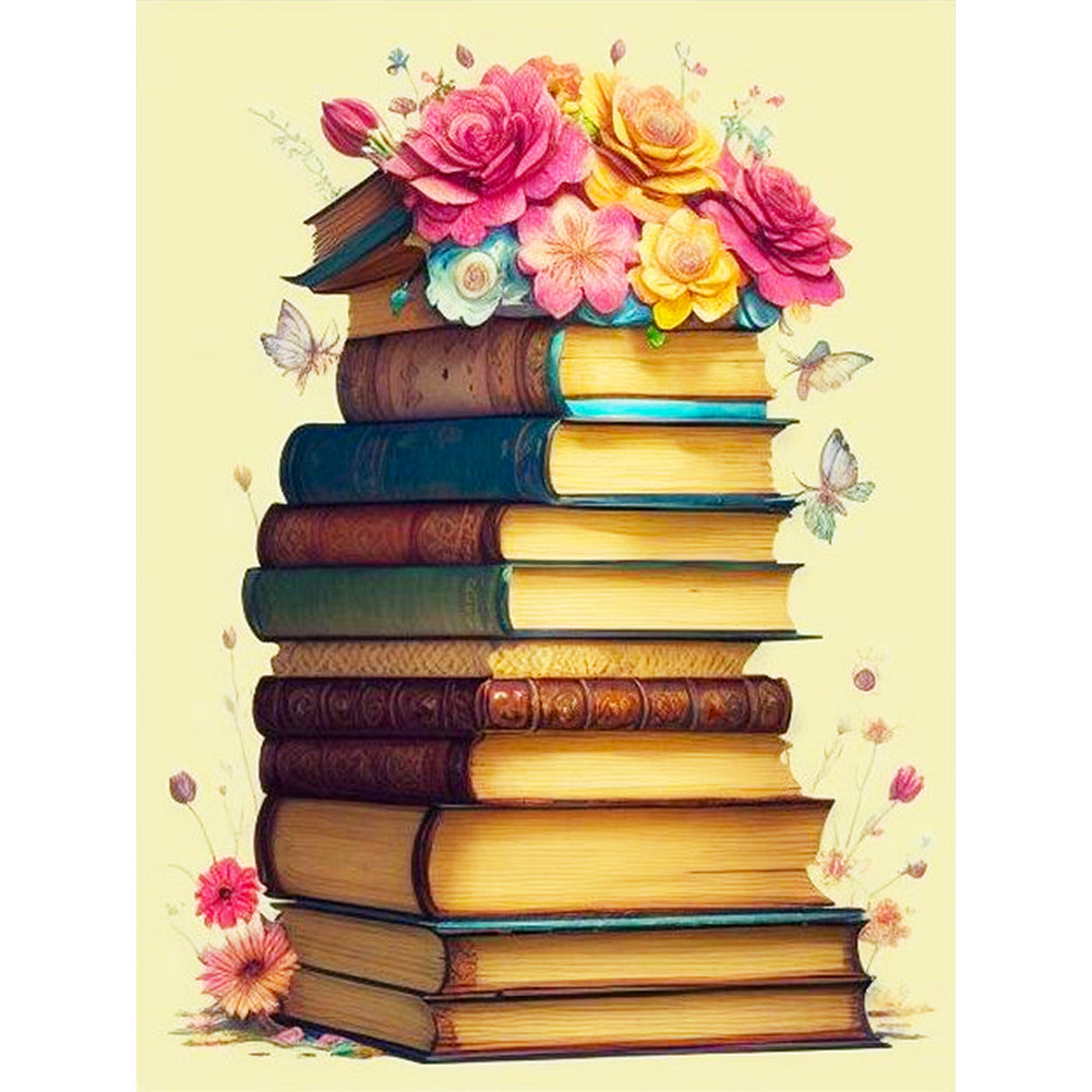 Flowers And Books - Full Round Drill Diamond Painting 30*40CM