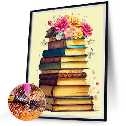Flowers And Books - Full Round Drill Diamond Painting 30*40CM
