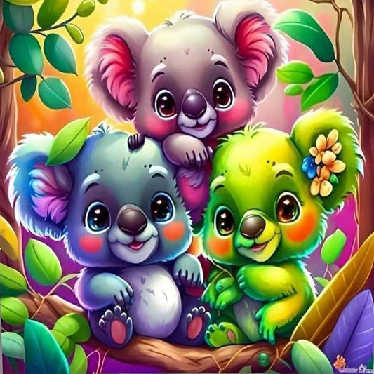 Three Little Koalas - Full Round Drill Diamond Painting 30*30CM