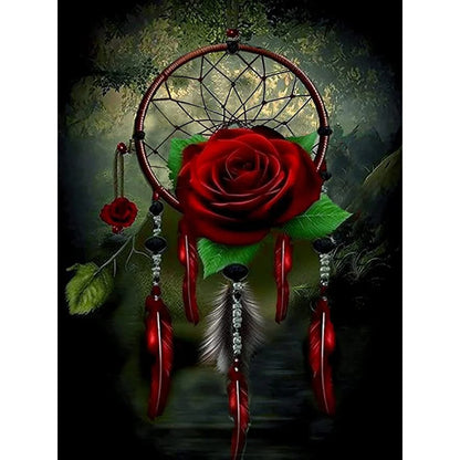 Night Rose Dreamcatcher - Full Round Drill Diamond Painting 30*40CM