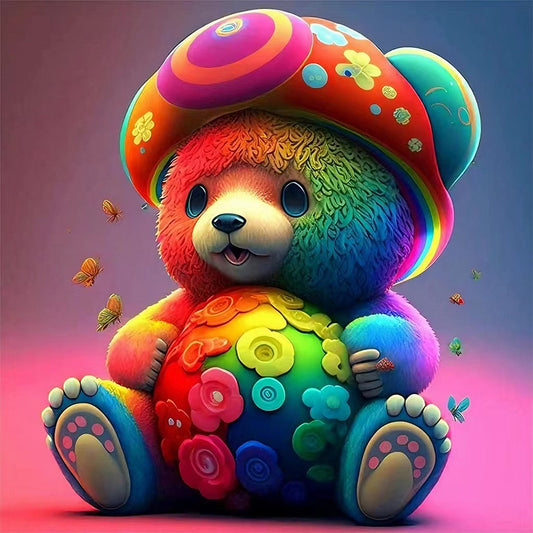 Colorful Bear - AB Round Drill Diamond Painting 40*40CM