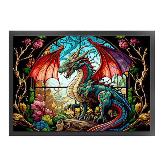 Glass Painting-Pterosaur - 11CT Counted Cross Stitch 60*45CM