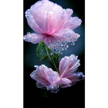Water Drop Lotus - Full Square Drill Diamond Painting 40*70CM