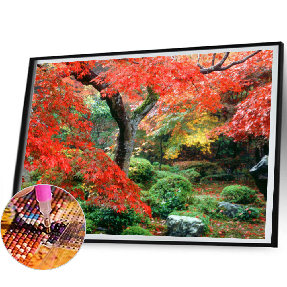 Maple Leaf - AB Round Drill Diamond Painting 45*55CM