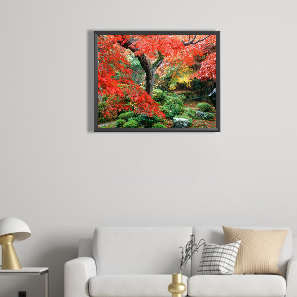 Maple Leaf - AB Round Drill Diamond Painting 45*55CM