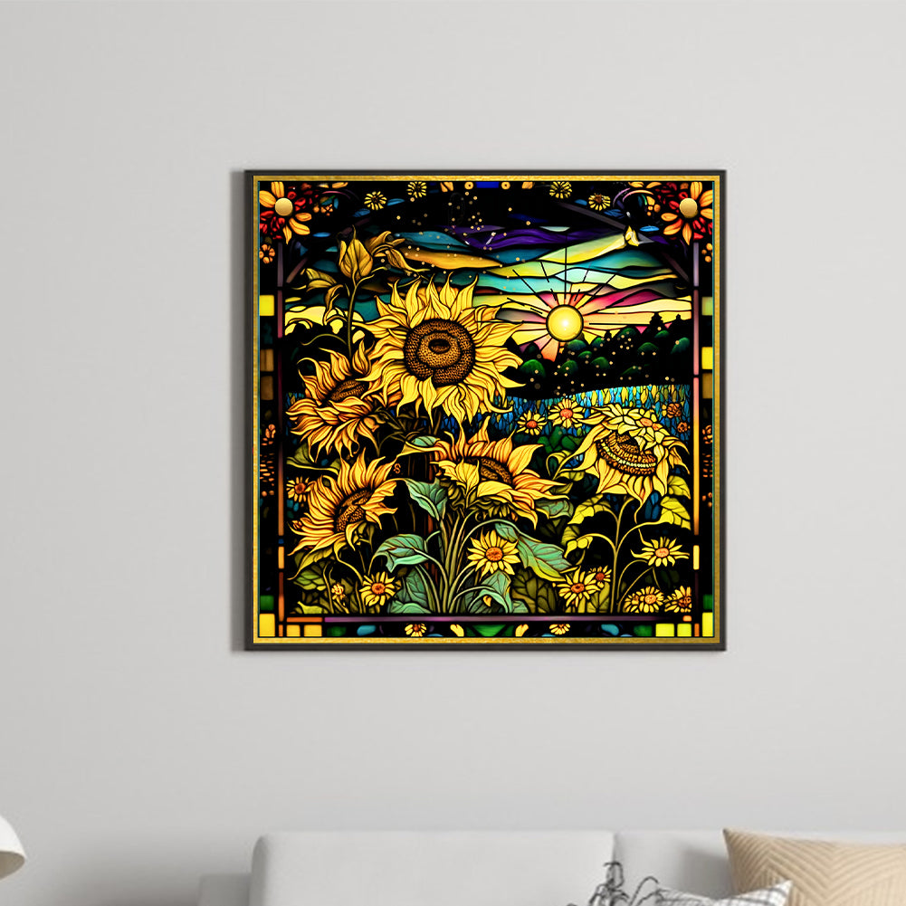 Autumn Sunflowers - Full Round Drill Diamond Painting 50*50CM
