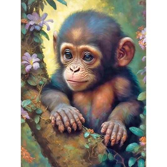 Little Monkey - Full Round Drill Diamond Painting 30*40CM