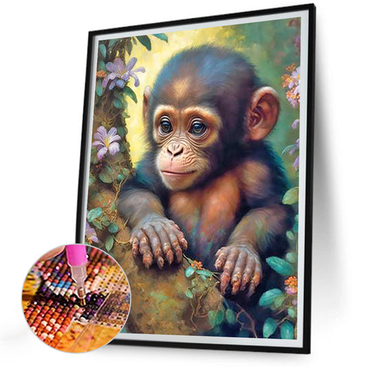 Little Monkey - Full Round Drill Diamond Painting 30*40CM