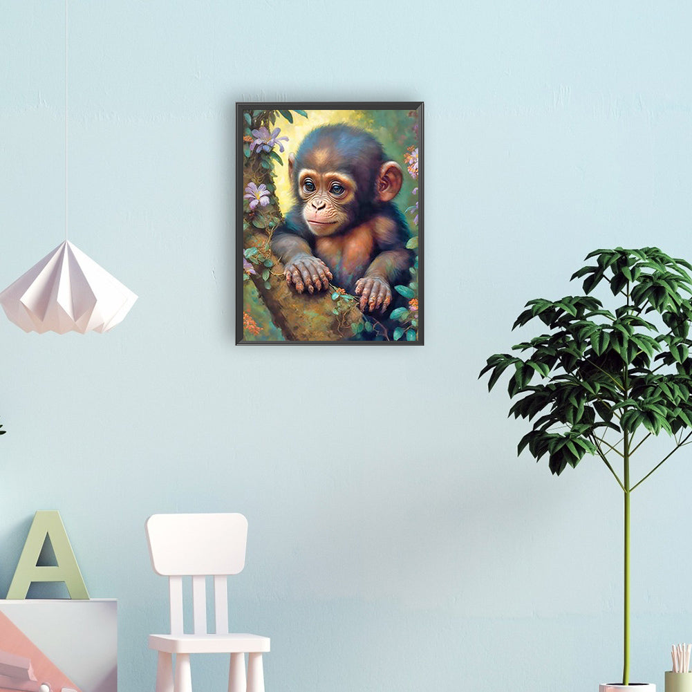 Little Monkey - Full Round Drill Diamond Painting 30*40CM