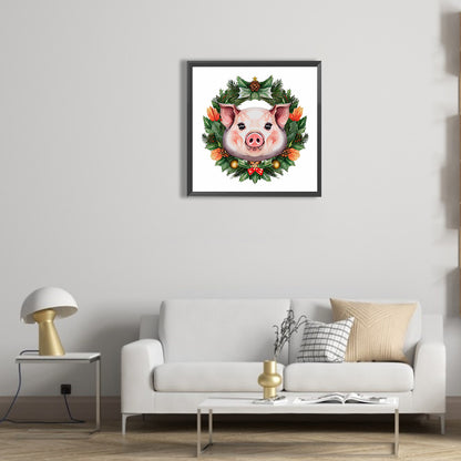 Small Animal Garland Pig - Full Round Drill Diamond Painting 30*30CM