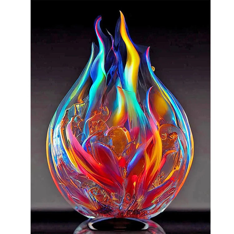 Glass Fire Sculpture - Full Round Drill Diamond Painting  30*40CM